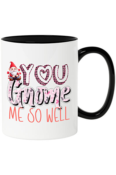 StoryGift Romania Cana cu un pitic cu barba cu mesajul "You gnome me so well", iubire, Valentine's, Cu Maner Negru