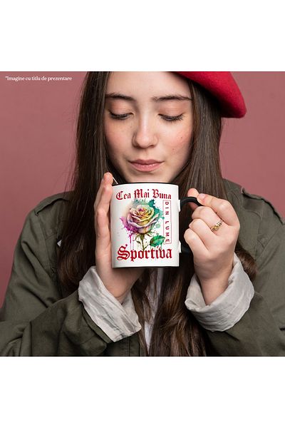 StoryGift Romania Mug With Text The Best Athlete, In The World, Flower, Colorful Rose, Water, With, STG