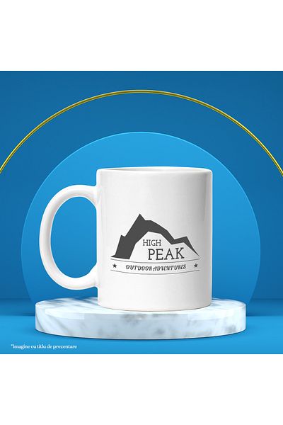 StoryGift Romania Cana Cu Mesaj In Engleza High Peak Outdoor Adventures, Varf, Munte, Aventura, St, Cu Maner Alb