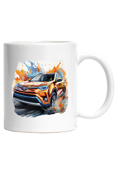 StoryGift Romania Cana Cu Toyota, Masina, Apa, Sosea, Ilustratie, Vopsea, Multicolor 330 ml, Ceram, Cu Maner Alb