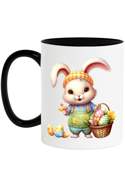 StoryGift Romania Cana cu un iepure alb fericit | ilustratie | cosulet cu oua...