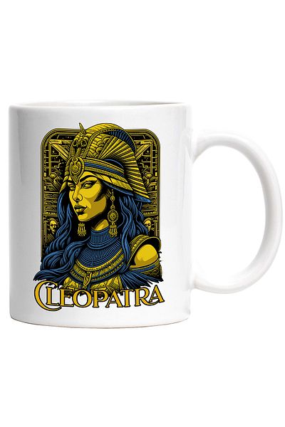 StoryGift Romania Mug Cleopatra Queen of Gold, Egypt Fortune, 330ml, Ceramic with White Handle, With White Handle