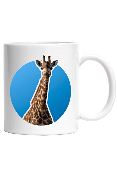 StoryGift Romania Cana cu Portret Girafa, Girafa Frumoasa si Mare, Fundal Alb...