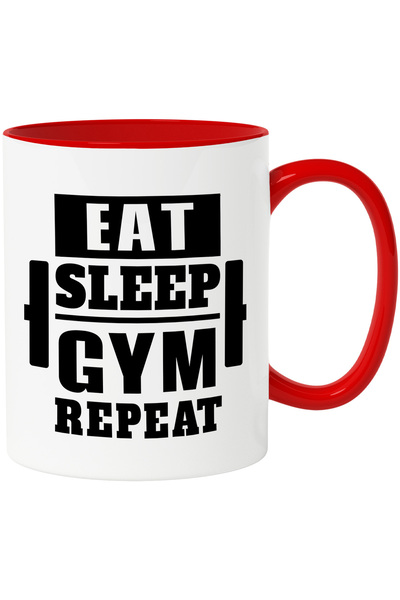 StoryGift Romania Cana cu haltera si textul "Eat, sleep, gym, repeat" - manan...