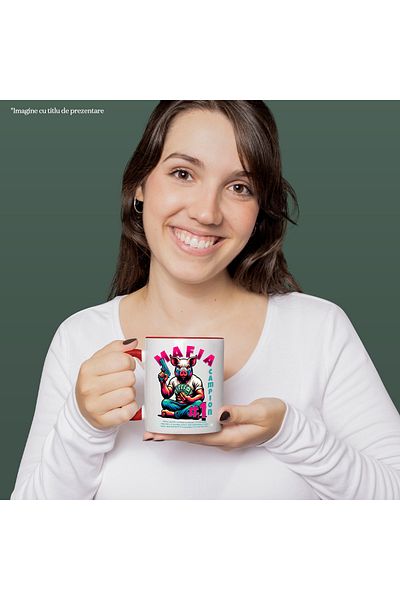 StoryGift Romania Mug Pig Mafia Champion with Gun and American Dollars, 330ml, Ceramic with Handle, With ,STG