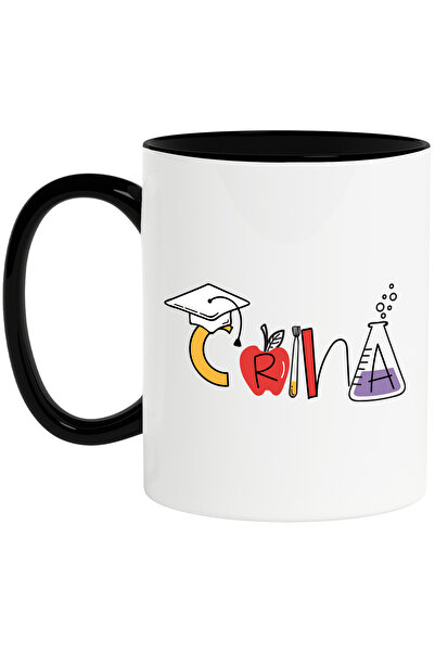 StoryGift Romania Cana Cu Numele Crina, Scoala, Chimie, Materii, Algebra, Geo...