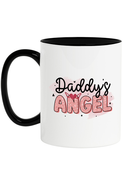 StoryGift Romania Cana cu mesajul "Daddy's angel", ilustratie, pentru copii, ingerasul tatei, iubi, Cu Maner Negru