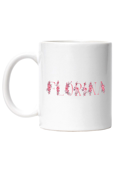 StoryGift Romania Cana Cu Numele Florina, Floral, Colorat, Creativ, Frumos, Unicat, 330ml, Ceramic, Cu Maner Alb