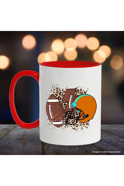 StoryGift Romania Mug with American football ball, lightning, helmet, illustration, sport, passionate, ef, With ,STG