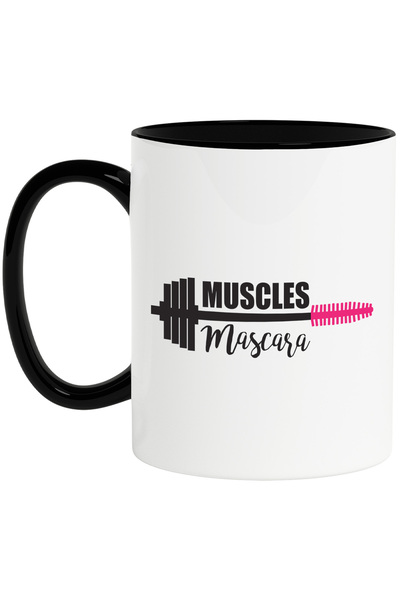 StoryGift Romania Cana cu ilustratie afisand o haltera si mesajul "Muscles ma...