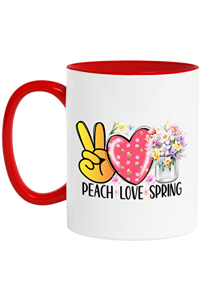 StoryGift Romania Cana cu mesajul "Peace, love, spring", ilustratie, primavar...