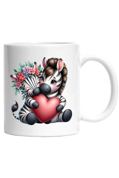 StoryGift Romania Cana cu 2 zebre care se imbratiseaza si tin o inima | ilust...
