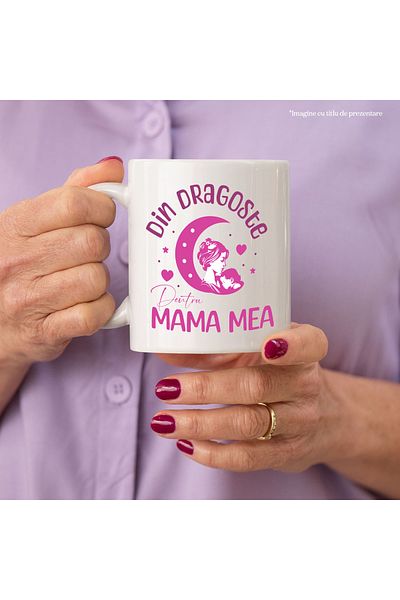 StoryGift Romania Cana din dragoste pentru mama mea iubire, 330ml, Ceramic cu Maner Alb, Cu Maner Alb