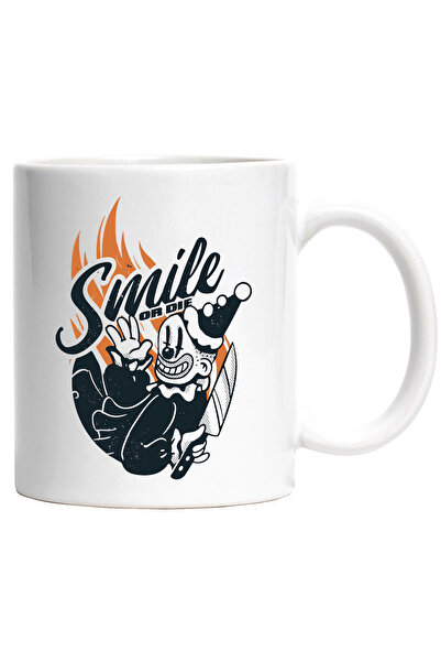 StoryGift Romania Cana Cu Mesaj In Engleza Smile Or Die, Clovn, Retro, Flacar...