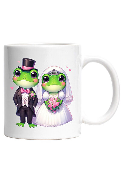 StoryGift Romania Cana cu 2 broaste la nunta | ilustratie | rochie de mireasa...
