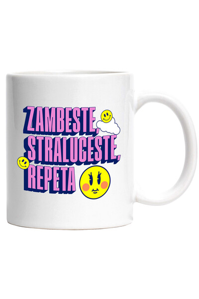 StoryGift Romania Cana cu Smiley Face Pe Nor Pufos Text Zambeste Stralceste R...