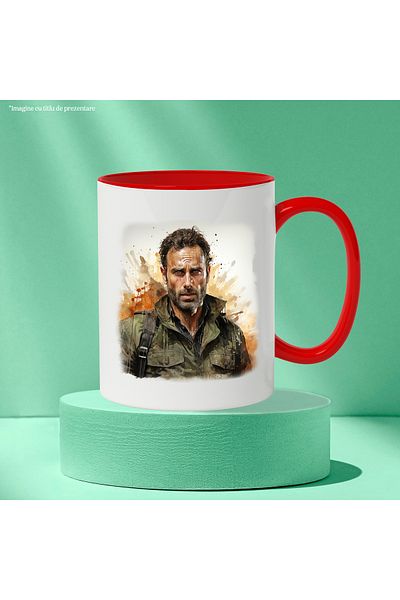 StoryGift Romania Mug With Rick Grimes, Fictional Character, TWD, Zombie, TV Series, Multicolor 330 ml,, With