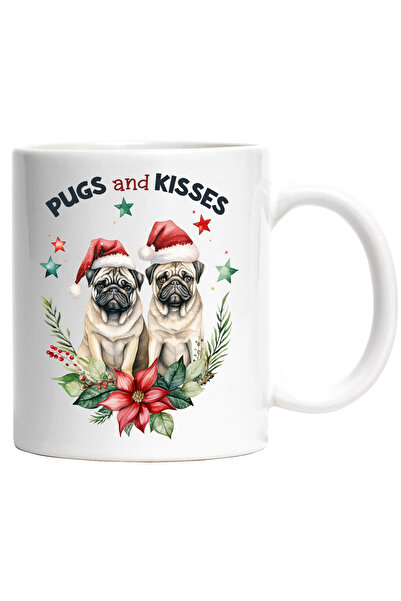 StoryGift Romania Cana cu 2 caini boxeri cu mesajul "Pugs and kisses", Craciu...