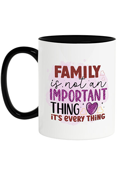 StoryGift Romania Cana cu mesajul "Family is not an important thing, it's every thing", ilustratie, Cu Maner Negru