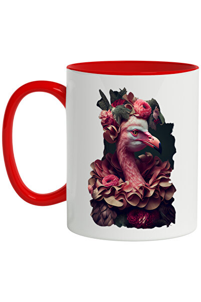 StoryGift Romania Cana Cu Flamingo, Arta Abstracta, Flori, Frunze, Exotic, Mu...