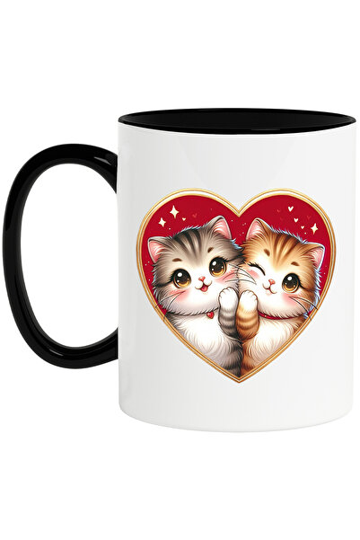 StoryGift Romania Cana cu 2 pisicute care stau intr-o inima | ilustratie | ca...