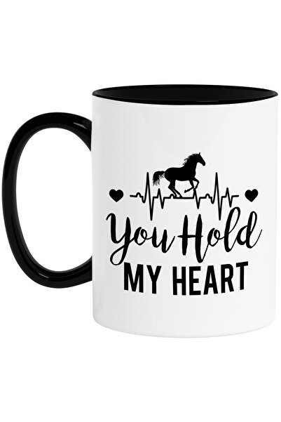 StoryGift Romania Cana pentru iubitorii de cai cu mesajul in engleza "You hold my heart" - imi tii, Cu Maner Negru