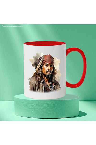 StoryGift Romania Jack Sparrow Mug, Pirates of the Caribbean, Johnny Depp, Multicolor 330 ml, Ceram, With