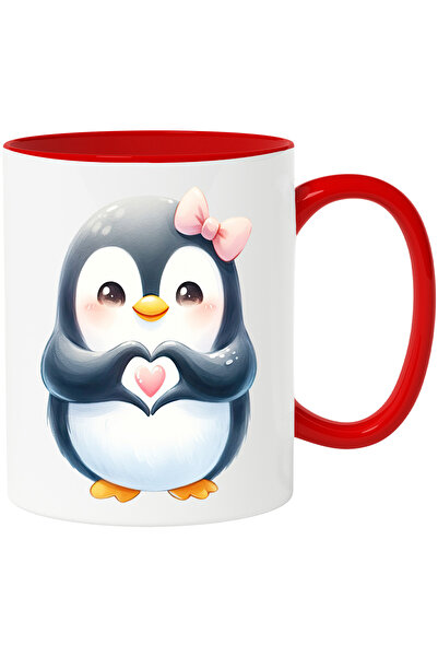 StoryGift Romania Cana cu un pinguin care face un semn in forma de inima | il...