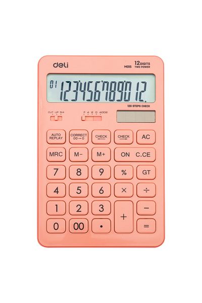 Deli Calculator Desktop 12 Digits 1541 Pink Pastel Deli