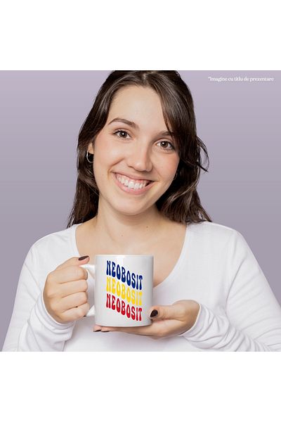 StoryGift Romania Cana Cuvantul Neobosit, in Culorile Steagului Romaniei, Rosu, Galben, Albastru, , Cu Maner Alb