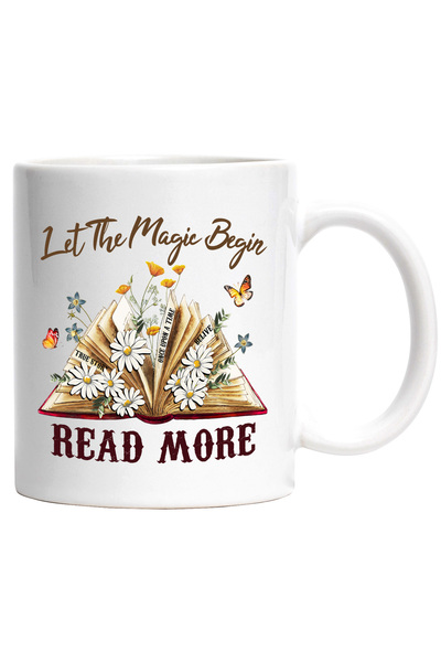 StoryGift Romania Cana cu o carte deschisa cu mesajul "Let the magic begin, r...