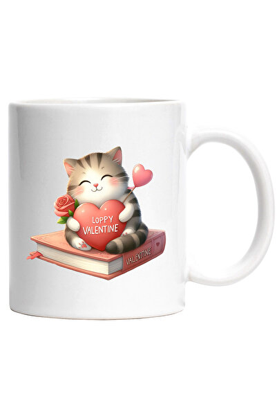 StoryGift Romania Cana cu o pisicuta fericita care tine o inima in brate | st...