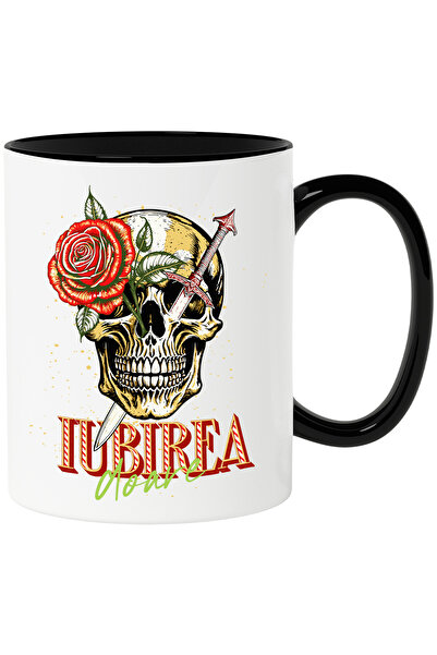 StoryGift Romania Cana Craniu si trandafir iubirea doare inima franta , 330ml...