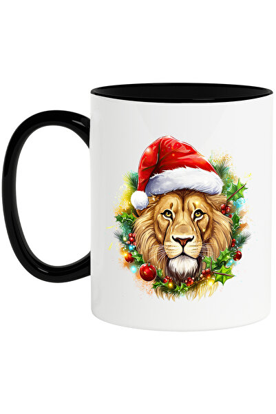 StoryGift Romania Cana cu un leu cu caciula de Craciun, globuri, ilustratie, ...