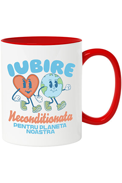 StoryGift Romania Cana cu Cuplu Fericit Planeta Terra Inima Rosie Text Iubire...