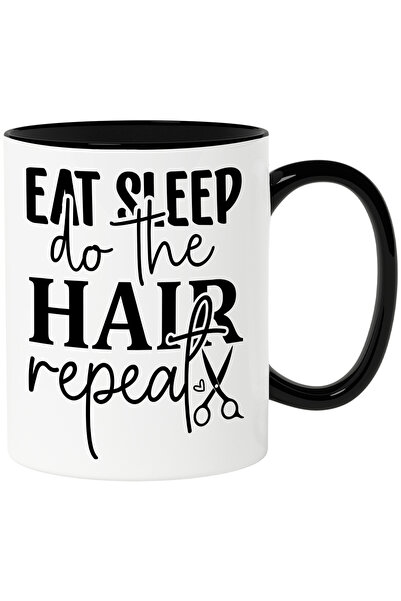 StoryGift Romania Cana cu textul "Eat sleep, do the hair, repeat" - mananca s...