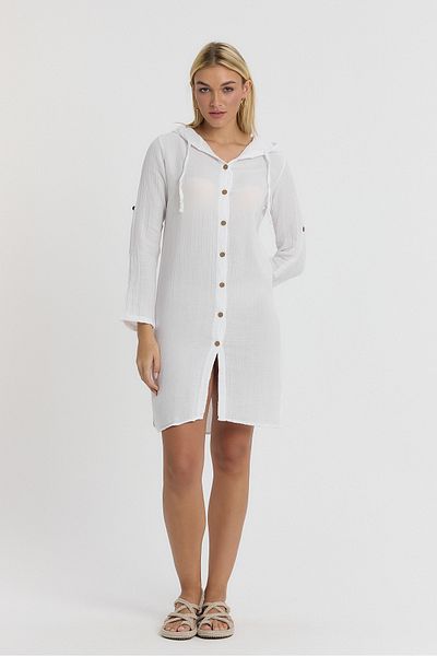 Heaven Ephesus Women's Tunic - Muslin Hooded Long Sleeve - 1050