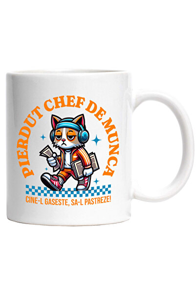 StoryGift Romania Mug with Exhausted Cat with Colorful Tracksuit, Audio Heads...