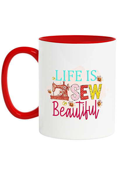 StoryGift Romania Cana cu mesajul "Life is sew beautiful", profesie, ilustrat...