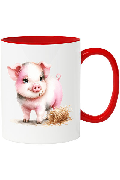 StoryGift Romania Cana cu un purcelus | paie | roz | animalut domestic | feri...