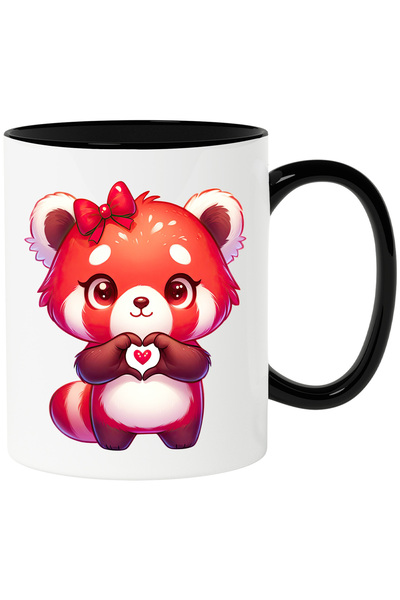 StoryGift Romania Cana cu un o ursoaica Panda Rosie | semn in forma de inima ...