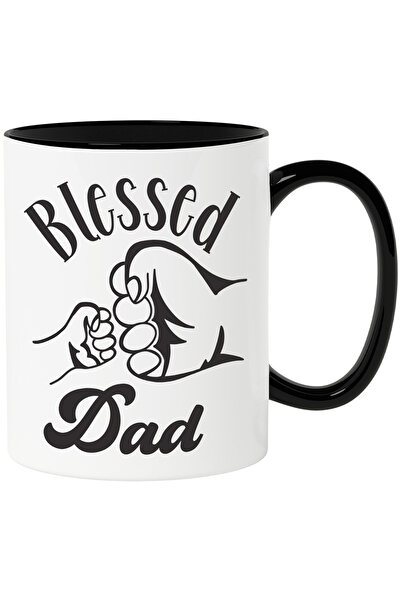 StoryGift Romania Cana cu Textul in Engleza Blessed Dad, Tata Norocos, Doi Pu...