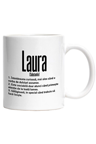 StoryGift Romania Mug With Name Laura, and Funny Message, Curious, Sociable, ...
