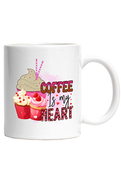 StoryGift Romania Cana cu mesajul "Coffee is my heart", inimioare, briose, fr...