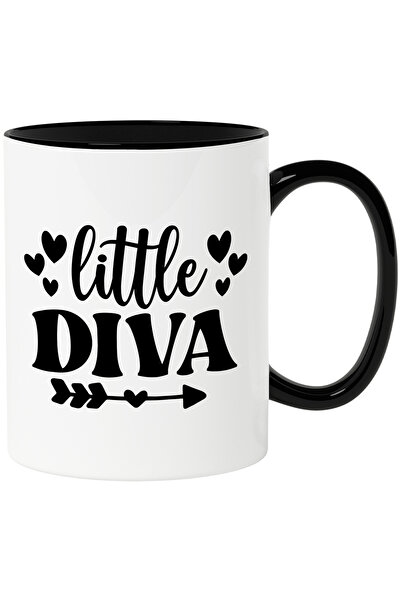 StoryGift Romania Cana cu inimioare pentru o diva micuta - afectiune apreciata cu Maner Negru, Cu Maner Negru