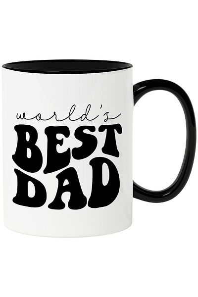 StoryGift Romania Cana cu Text in Engleza World's Best Dad, Cel mai Bun Tata din Lume, Scris Incli, Cu Maner Negru