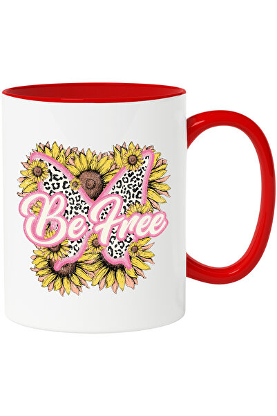 StoryGift Romania Cana cu fluture in mijlocul florilor cu mesajul "Be free", ...