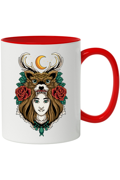 StoryGift Romania Cana Cu Luna, Trandafiri, Cerb, Fata, Multicolor 330 ml, Ce...