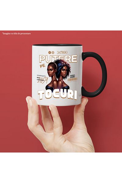 StoryGift Romania Two Strong Girls Mug Text Power On Heels, 330ml, Ceramic with Black Handle, With M,STG