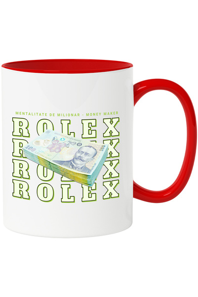 StoryGift Romania Cana _Rolex_ - 100 Lei Romanesti, 330ml, Ceramic cu Maner R...